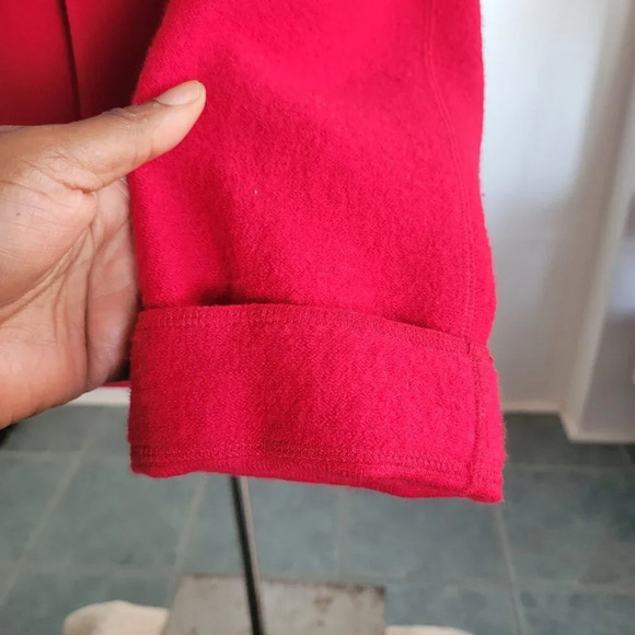 Chico's Boucle Knit Blazer Red 100% Wool Artsy Buttons Jacket (Size: 2) - Picture 8 of 16